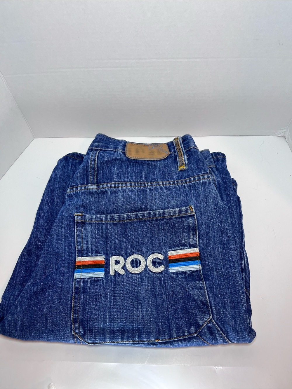 Rocawear Blue Denim Jeans with Striped ROC Embroidery